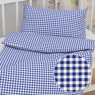 Dětské bavlněné povlečení do postýlky Sandra SA-057 Modro-bílé kostičky - Biante.cz