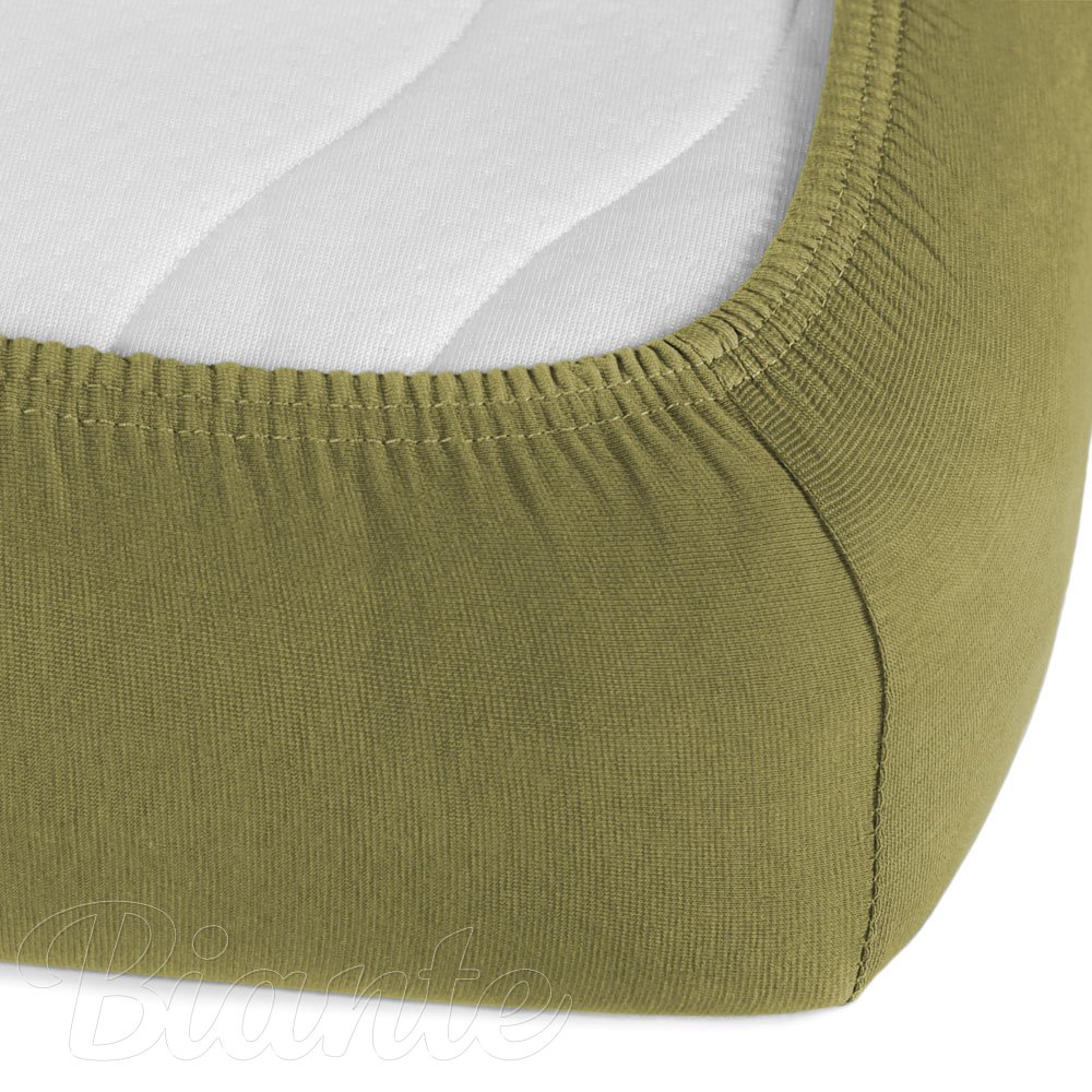 Dětské jersey napínací prostěradlo do postýlky JR-020 Olivové - detail 2 - Biante.cz