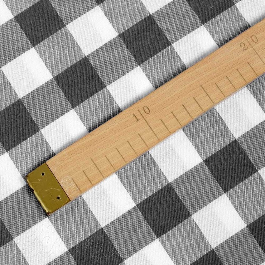 Dekorační látka Rebeka RE-010 Šedo-bílá kostka velká - šířka 140 cm - detail 4 - Biante.cz