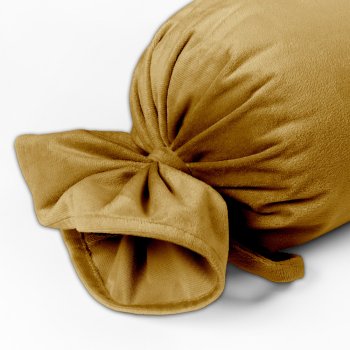 Sametový polštář válec bonbon Velvet Premium SVP-009 Hořčicový - detail 1 - Biante.cz