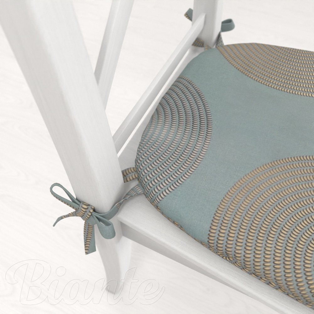 Sametový oblý podsedák Tamara TMR-058 Designové kruhy na modrošedém - 39x37x3 cm - detail 1 - Biante.cz