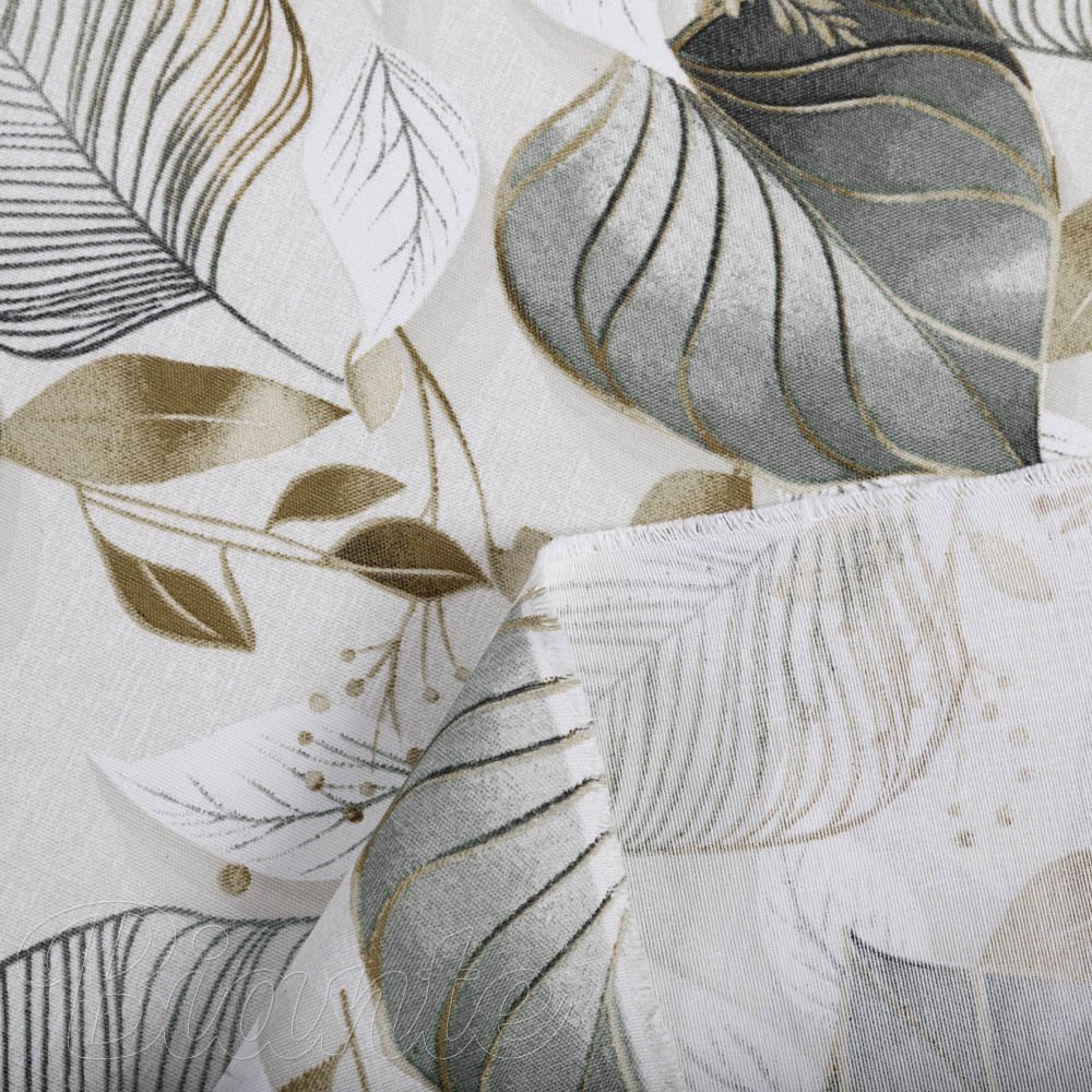 Dekorační látka Leona LN-173 Šedé listy na režném - šířka 140 cm a 280 cm - detail 4 - Biante.cz
