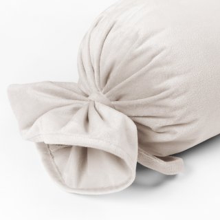 Zamatový vankúš valec bonbon Velvet Prémium SVP-024 Krémovo biely - detail 1 - Biante.sk