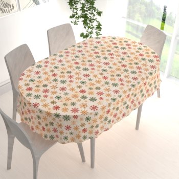 Dekorační oválný ubrus Leona LN-179 Barevné vločky na béžovém - detail 1 - Biante.cz