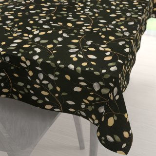 Bavlněný obdélníkový ubrus Sandra SA-722 Větvičky s lístky na tmavě zeleném - Biante.cz