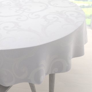 Velký dekorační kulatý ubrus Monako PM-125 Velký zámecký vzor bílý - Biante.cz