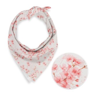 Bavlněný šátek Sandra SA-633 Růžové třešňové květy na bílém - Biante.cz