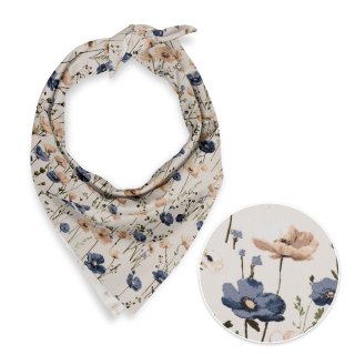 Bavlněný šátek Sandra SA-630 Modro-hnědé vlčí máky na světle vanilkovém - Biante.cz