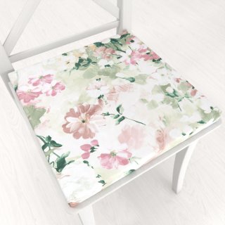 Štvorcový podsedák PM-018 Maľované kvety na zelenom - 38x38x3 cm - Biante.sk