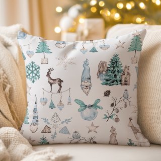 Bavlněný povlak na polštář Sandra SA-662 Modro-zeleno-hnědý vánoční vzor - Biante.cz Bavlněný povlak na polštář Sandra SA-662 Modro-zeleno-hnědý vánoční vzor - Biante.cz