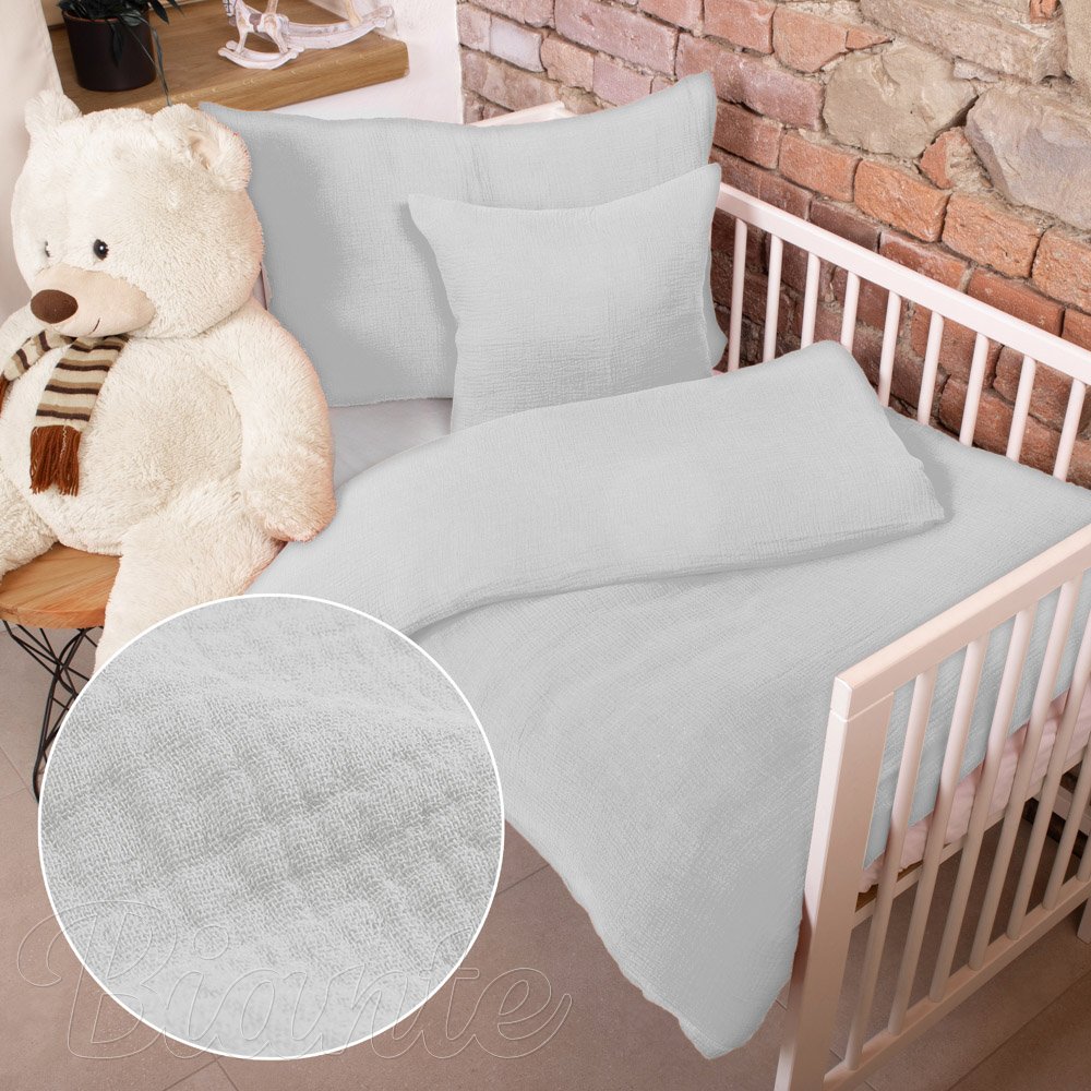 Dětské mušelínové povlečení do postýlky Nature MSN-057 Bledě šedé - Biante.cz