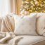 Dekorační povlak na polštář TF-102 Vánoční béžové vločky na bílém - detail 1 - Biante.cz