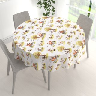 Dětský bavlněný kulatý ubrus Sandra SA-697 Lišky na kolách - zelené na bílém - detail 1 - Biante.cz Dětský bavlněný kulatý ubrus Sandra SA-697 Lišky na kolách - zelené na bílém - detail 1 - Biante.cz