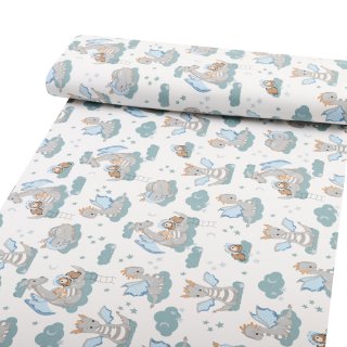 Dětská bavlněná látka/plátno Sandra SA-689 Dráčci s medvídky na modrozelených obláčcích na bílém - šířka 160 cm - detail 1 - Biante.cz Dětská bavlněná látka/plátno Sandra SA-689 Dráčci s medvídky na modrozelených obláčcích na bílém - šířka 160 cm - detail 1 - Biante.cz