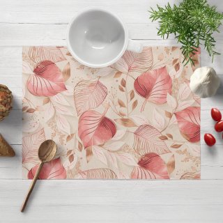 Dekorační prostírání na stůl Leona LN-172 Růžovo-vínové listy na režném - Biante.cz