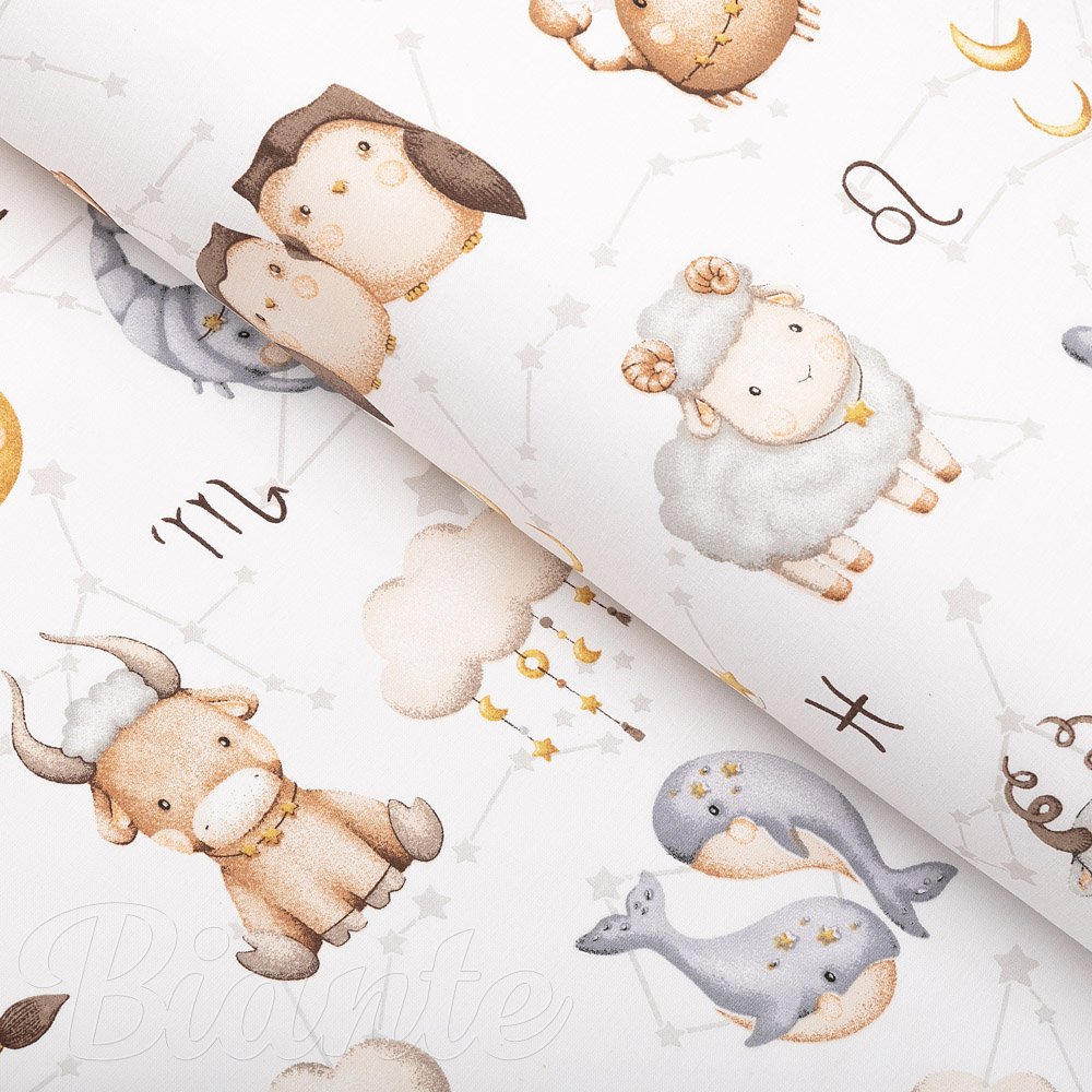 Detská bavlnená látka/plátno Sandra SA-439 Znamenia zverokruhu - šírka 160 cm - Biante.sk