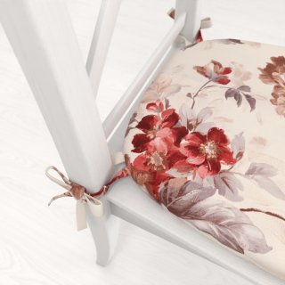 Sametový oblý podsedák Tamara TMR-017 Červené pivoňky na pískovém - 39x37x3 cm - detail 1 - Biante.cz
