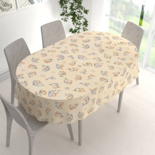 Detský bavlnený oválny obrus Sandra SA-670 Sivo-hnedé morské panny s delfínmi na žltobéžovom - detail 1 - Biante.sk Detský bavlnený oválny obrus Sandra SA-670 Sivo-hnedé morské panny s delfínmi na žltobéžovom - detail 1 - Biante.sk