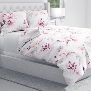 Bavlnené posteľné obliečky Sandra SA-583 Ružové kvety s vetvičkami na bielom - detail 1 - Biante.sk Bavlnené posteľné obliečky Sandra SA-583 Ružové kvety s vetvičkami na bielom - detail 1 - Biante.sk