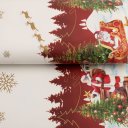 Vianočný PVC obrus Zlaté vločky a soby so saňami na krémovo bielom PV-228 - metráž š. 140 cm - detail 2 - Biante.sk