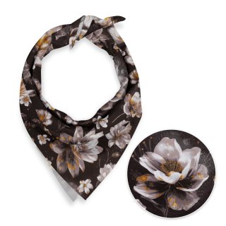 Bavlněný šátek Sandra SA-625 Magické lekníny na temně hnědém - Biante.cz