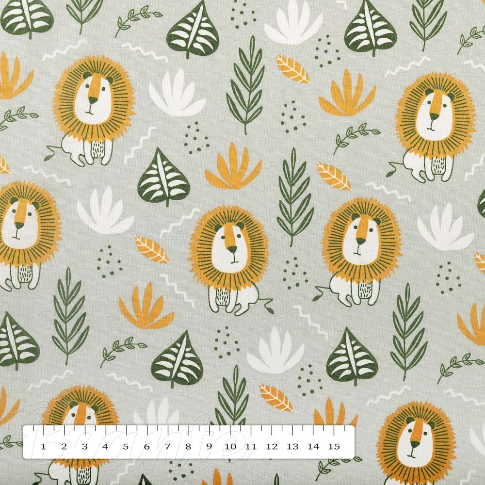 Dětská bavlněná látka/plátno Sandra SA-565 Lvi na šedém - šířka 160 cm - detail 3 - Biante.cz