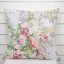 Bavlněný povlak na polštář Sandra SA-704 Malované růžovo-červené květy na šedém - Biante.cz