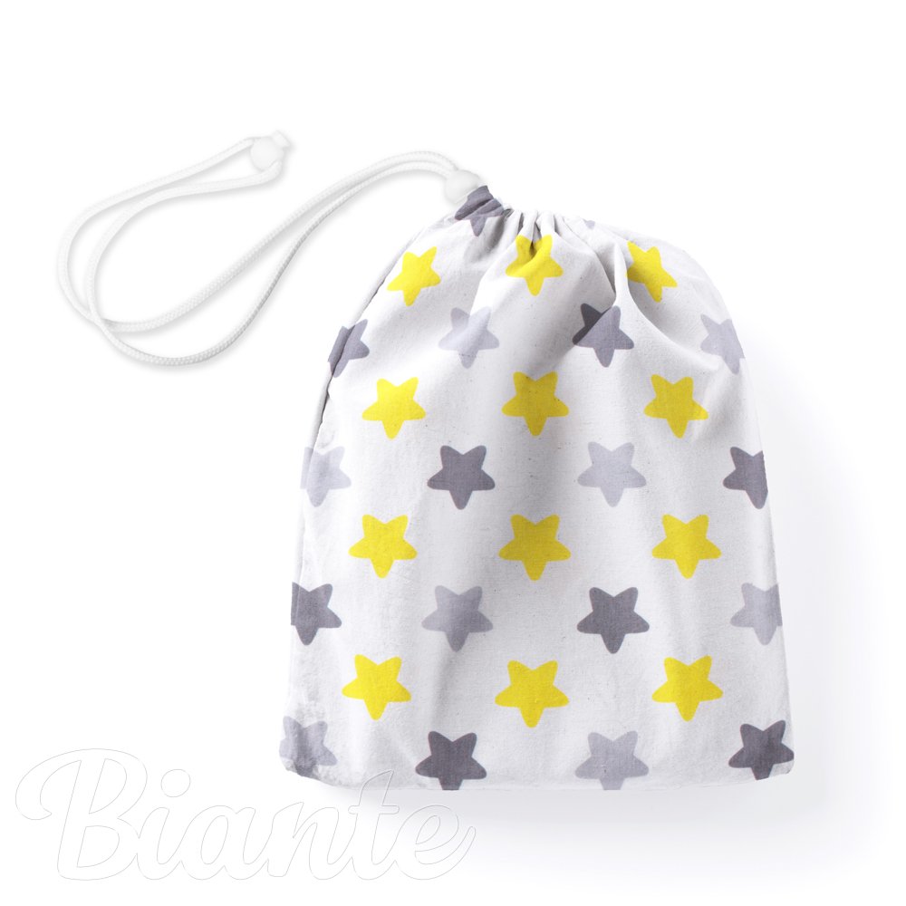 Bavlněný pytlík/sáček na přezůvky Sandra SA-203 Žluto-šedé hvězdy - Biante.cz