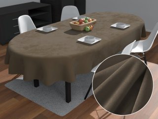 Sametový oválný ubrus SV-031 Hnědá khaki - Biante.cz Sametový oválný ubrus SV-031 Hnědá khaki - Biante.cz