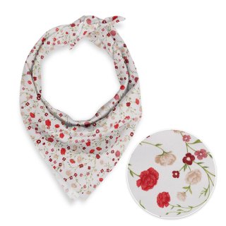 Bavlnená šatka Sandra SA-719 Červeno-béžové drobné kvietky na bielom - Biante.sk