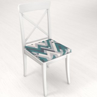 Zamatový štvorcový podsedák Tamara TMR-026 Zeleno-sivý designový cik-cak - 38x38x3 cm - detail 1 - Biante.sk