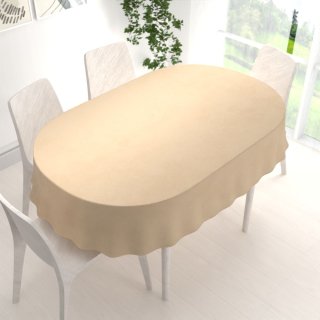 Velký sametový oválný ubrus Velvet Premium SVP-006 Pískově béžový - detail 1 - Biante.cz Velký sametový oválný ubrus Velvet Premium SVP-006 Pískově béžový - detail 1 - Biante.cz