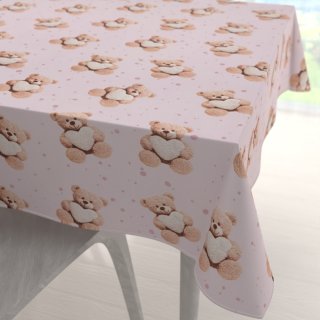 Dětský bavlněný čtvercový ubrus Sandra SA-723 Medvídci se srdíčky na fialkovém - Biante.cz