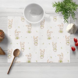 Detské bavlnené prestieranie na stôl Sandra SA-401 Zajačiky na bielom - Biante.sk