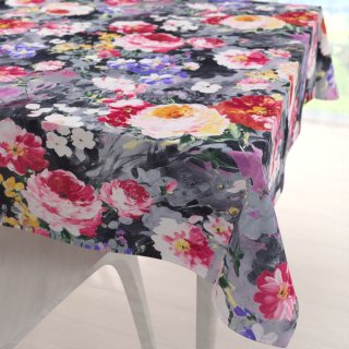 Dekorační čtvercový ubrus PM-020 Malované květy na šedém - Biante.cz