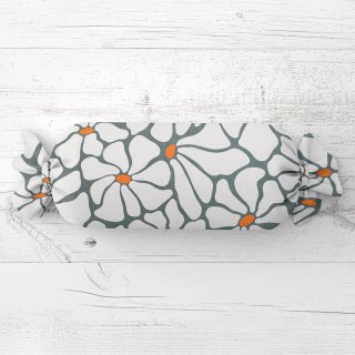 Polštář válec bonbon Sandra SA-491 Bílé designové květy na šedém - Biante.cz Polštář válec bonbon Sandra SA-491 Bílé designové květy na šedém - Biante.cz