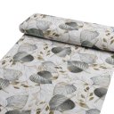Dekorační látka Leona LN-173 Šedé listy na režném - šířka 140 cm a 280 cm - detail 1 - Biante.cz