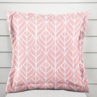 Bavlněný povlak na polštář s lemem Sandra SA-211 Listy na starorůžovém - Biante.cz