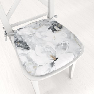Zamatový oblý podsedák Tamara TMR-006 Designové kvety na sivom - 39x37x3 cm - Biante.sk