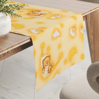 Dětský bavlněný běhoun na stůl Sandra SA-727 Spící medvídci na žlutooranžovém - Biante.cz