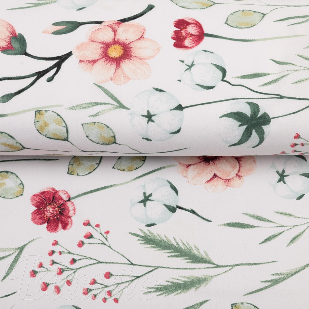 Bavlněná látka/plátno Sandra SA-747 Luční květiny na bílém - šířka 160 cm - detail 2 - Biante.cz