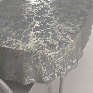 Velký sametový oválný ubrus Isabela IBL-015 Zlatý mramor na světle šedém - Biante.cz