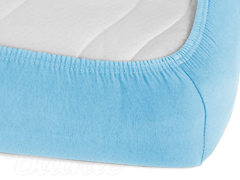 Jersey napínací prostěradlo na vysokou matraci JR-017 Azurově modré - detail 1 - Biante.cz