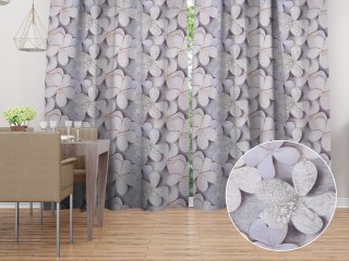 Dekorační závěs PM-032 Designové květy na šedém - Biante.cz
