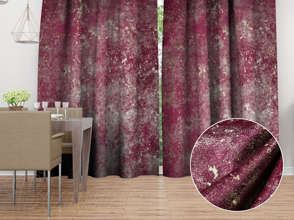 Sametový závěs na míru Isabela IBL-006 Gold Design vínový - Biante.cz