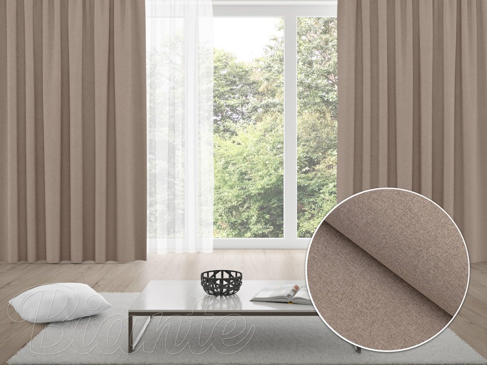 100% zatemňovací závěs Blackout na míru BKR-502 Světle hnědý režný - Biante.cz