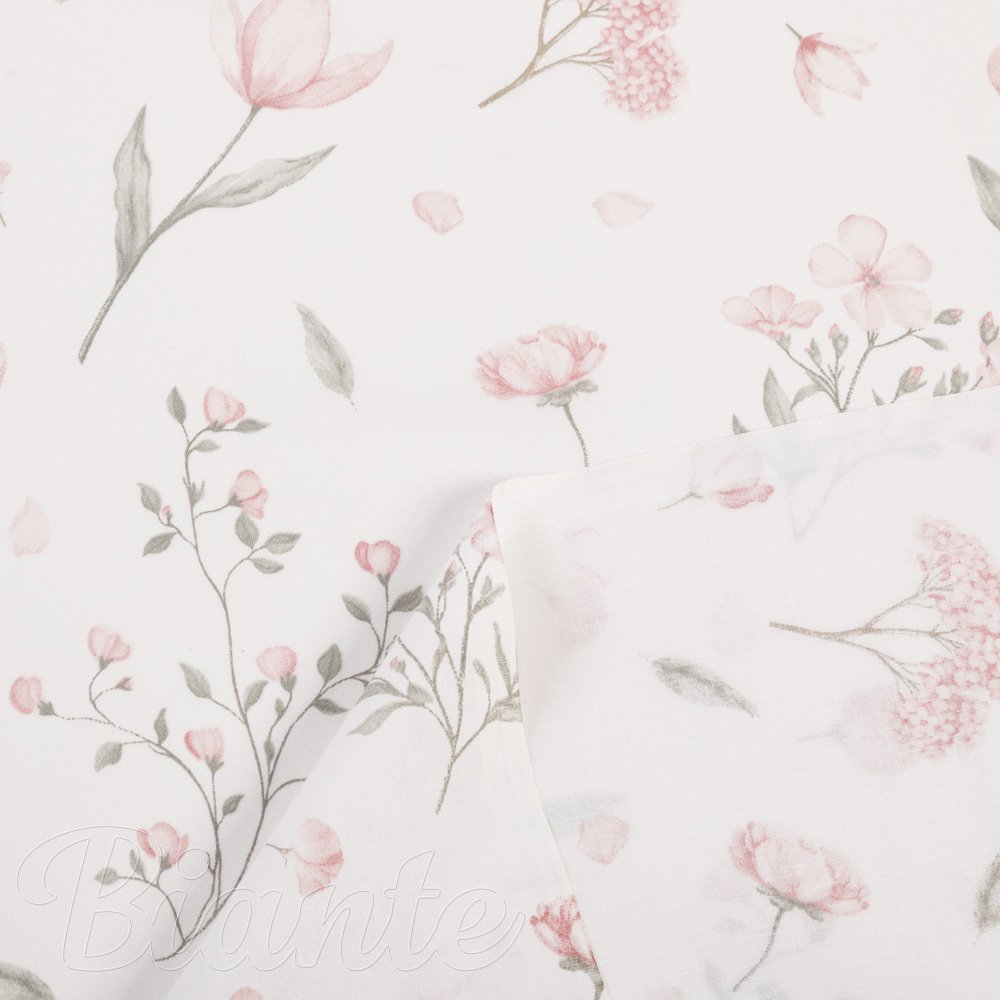 Bavlněná látka/plátno Sandra SA-741 Růžové jarní květy na bílém - šířka 160 cm - detail 4 - Biante.cz