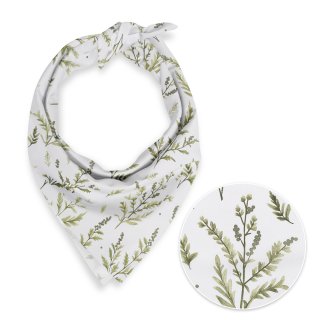 Bavlnená šatka Sandra SA-718 Zelené vňate byliniek na bielom - Biante.sk