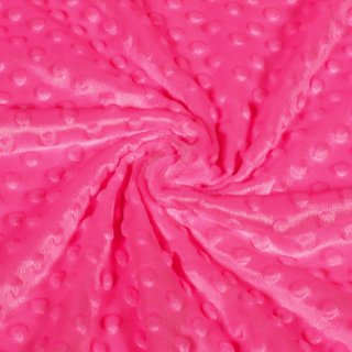 Dětská látka Minky 3D puntíky MKP-009 Fuchsiová - šířka 150 cm