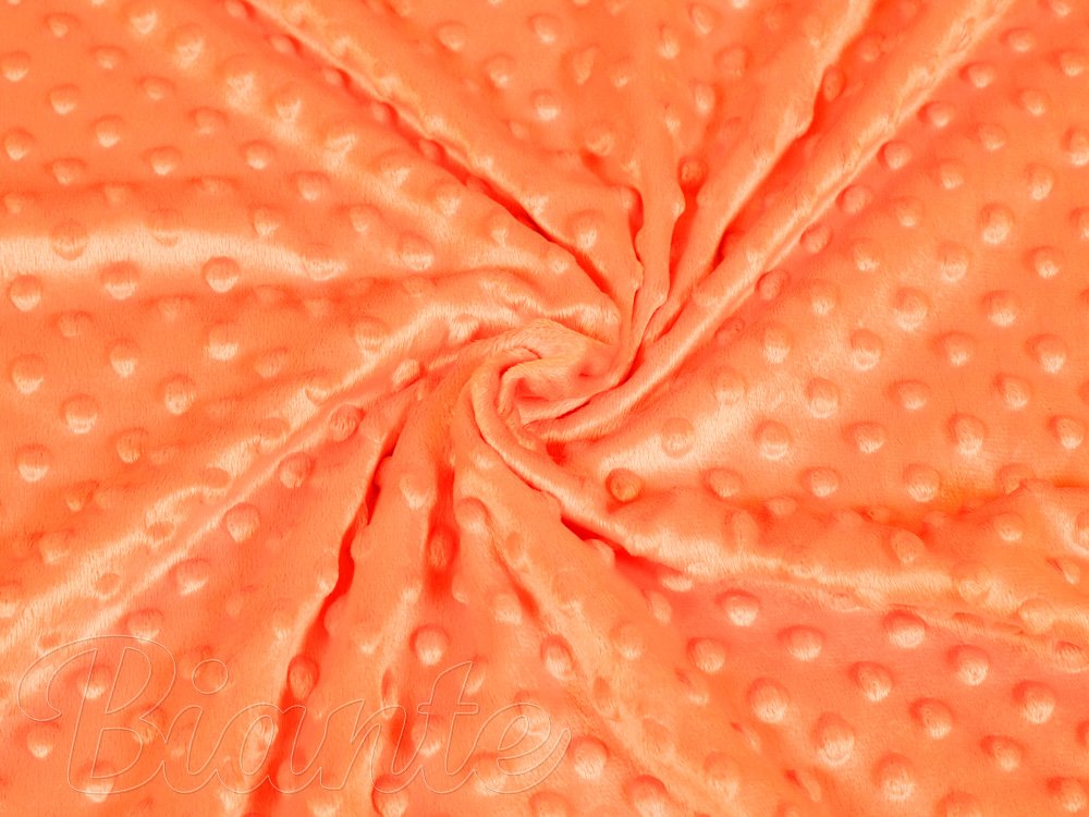 Dětská látka Minky 3D puntíky MKP-022 Oranžová - šířka 150 cm - detail 1 - Biante.cz